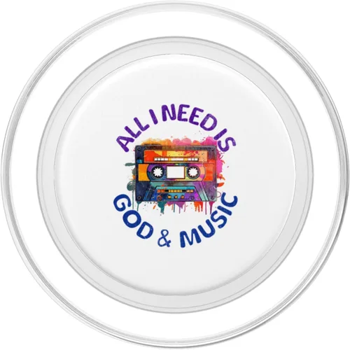 Vista 2 de God & Music Vintage Cassette Tape, Retro Boombox Faith Tee PopSockets MagSafe PopGrip for iPhone