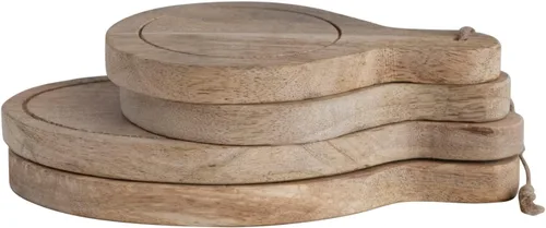 Vista 5 de Creative Co-Op Mini tablas de madera para servir con asas, juego de 4, 2 estilos