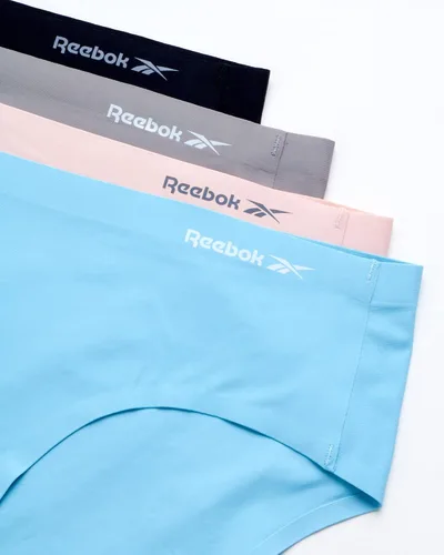 Vista 2 de Reebok Ropa interior para mujer - Calzoncillos hipster elásticos de rendimiento (4 unidades)