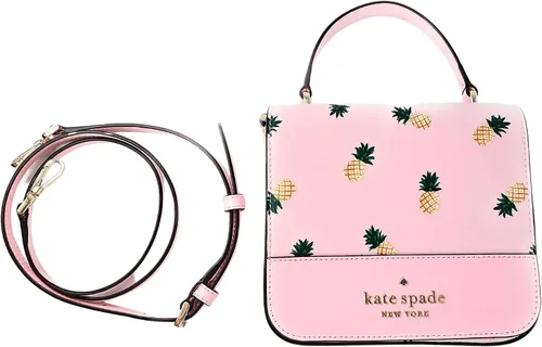 Vista 3 de Kate Spade New York Staci - Bolso cruzado cuadrado con estampado de piña, Rosa (Pink Multi)