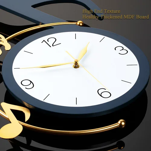 Vista 3 de Dankeit Reloj de pared decorativo de cuarzo con péndulo, funciona con pilas, arte de notas musicales para sala de estar, cocina, hogar, baño