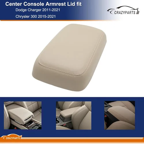 Vista 3 de CRAZYPARTS Tapa de reposabrazos de consola central compatible con Dodge Charger 2011-2021 Chrysler 300 2015-2021 Reemplaza# 1VT06DX9AI 1VT06DX9AH