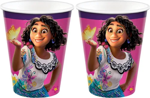 Vista 2 de amscan Encanto - Vasos de papel para fiesta, 9 onzas, color rosa, paquete de 8