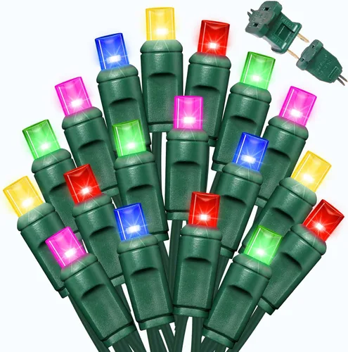 Vista 8 de LAMPHOME 100 unidades (2 paquetes de 50L) de luces de cadena, 30% de bombillas centelleantes y 70% de bombillas de luz constante, luces de Navidad