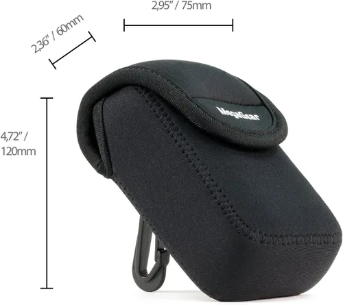 Vista 2 de MegaGear Nikon Coolpix W300, AW130, Ricoh WG-30W, WG-50 Funda de neopreno ultra ligera para cámara, con mosquetón, color negro, MG1276, piel