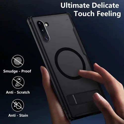 Vista 6 de TIANNIUKE Funda magnética para Samsung Galaxy Note 10, Compatible con MagSafe, Soporte ajustable, Translúcido mate antihuellas, Funda protectora a