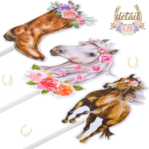 Vista 5 de 36 decoraciones para cupcakes de caballo, decoración de fiesta de cumpleaños de vaquera occidental, decoraciones para cupcakes de cumpleaños