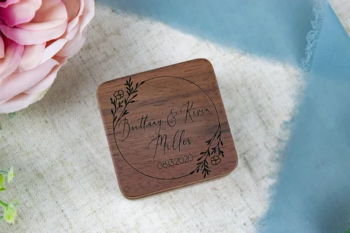 Vista 3 de Caja del anillo de boda, Caja de anillo personalizada, Caja del portador del anillo, Cajas del anillo de boda para la ceremonia Señor y la Sra. Caja