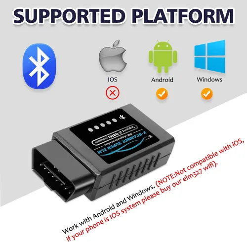 Vista 3 de Obd2 Bluetooth ELM327 v1.4 Escáner con chip original PIC18F25K80, lector de código de automóvil compatible con vehículos de 1996+, funciona