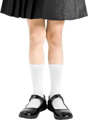 Vista 6 de COZYOFFI 4 pares de calcetines de algodón sin costuras para niñas y niños, uniforme escolar
