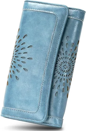 Vista 11 de Aphison - Cartera larga de cuero suave RFID para mujer, con caja de regalo