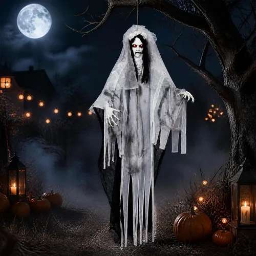 Vista 3 de Tangkula Decoración animada de Halloween de novia fantasma de 6 pies