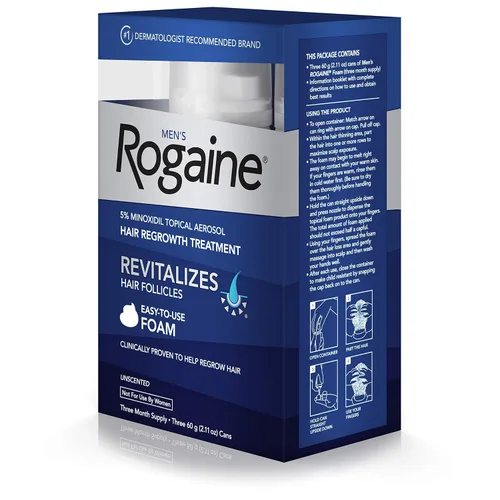 Vista 8 de Rogaine Espuma de crecimiento para hombre 5% sin perfume 3 meses (paquete de 2)