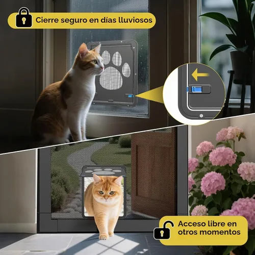 Vista 5 de Puerta para perros para puerta de pantalla, puerta para gatos con inserto pequeño para puerta corredera de fácil instalación, pequeña 8"×10