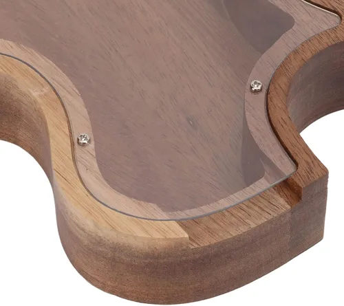 Vista 5 de Alcancía con forma de guitarra, madera maciza para decoración del hogar, vista clara, ideal para guardar regalos para el hogar