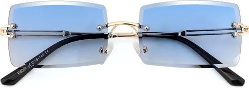 Vista 3 de SDINM Lentes de sol sin montura de los años 90, sin marco, rectangulares, tintados, lentes de color caramelo para mujeres y hombres