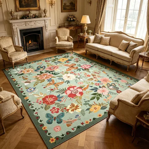 Vista 86 de UKELER Tapete antideslizante para puerta, alfombras de acento modernas para entrada, estilo romántico campestre americano, alfombras de algodón