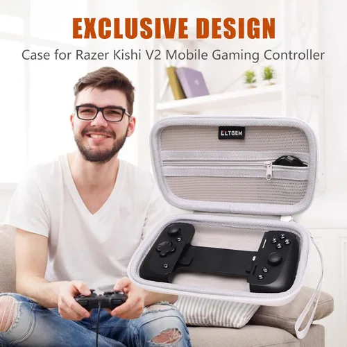Vista 3 de LTGEM EVA Hard Case for Razer Kishi V2 Mobile Gaming Controller - Travel Protective Carrying Storage Bag (White)