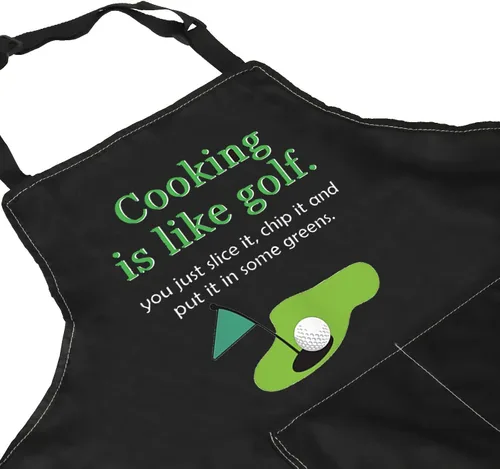 Vista 2 de ZJXHPO Cocinar es como un delantal de golf para golfistas, delantal de cocina con bolsillo para golfistas, delantal de cocina, regalo para amantes