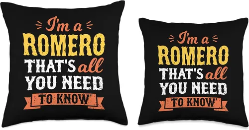Vista 3 de Funny Family Names Men Women Kids Clothing Apparel I'm A Romero That's All You Need to Know Surname Last Name Throw Pillow, 16x16, Multicolor