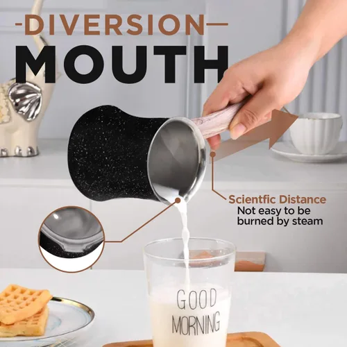 Vista 4 de Ibrik - Cafetera turca multiusos de 12 onzas, acero inoxidable resistente a la corrosión y de grado alimenticio (11.8 fl oz)