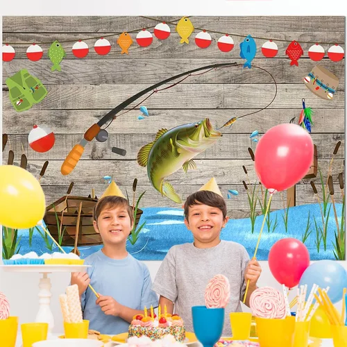 Vista 2 de Avezano Telón de fondo de madera rústica de 5 x 3 pies para fiesta de cumpleaños, aliado de pescado, niños, baby shower, fotografía, fondo