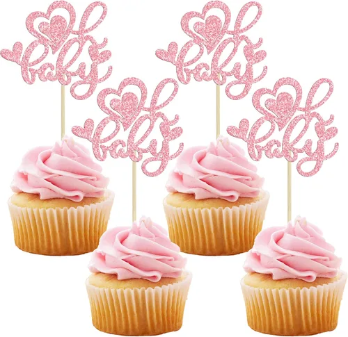 Vista 122 de Ephlyn 24 adornos para cupcakes con purpurina para el día de San Valentín, dulce amor, corazón, día de San Valentín, decoración para cupcakes