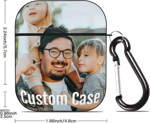 Vista 3 de Funda personalizada con tu foto, texto, nombre, funda personalizable compatible con Airpod, funda personalizada con llavero