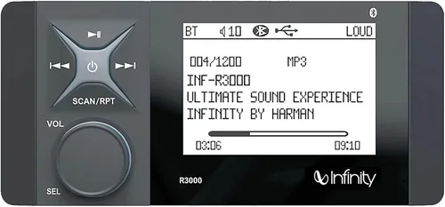Vista 2 de Infinity - Pantalla LCD de 4 pulgadas Bluetooth Marine AM/FM trasera AUX/USB Digital Media Receptor estéreo con cubierta protectora estéreo, antena