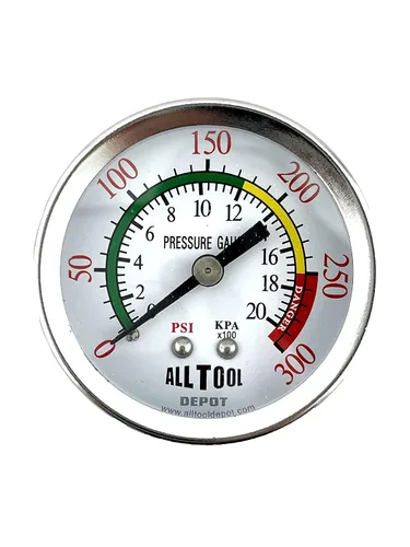 Vista 9 de Medidor de presión de aire de 1-1/2" con montaje inferior en el lado, rosca NPT de 1/8", esfera de 1-1/2" - 0 a 160 PSI