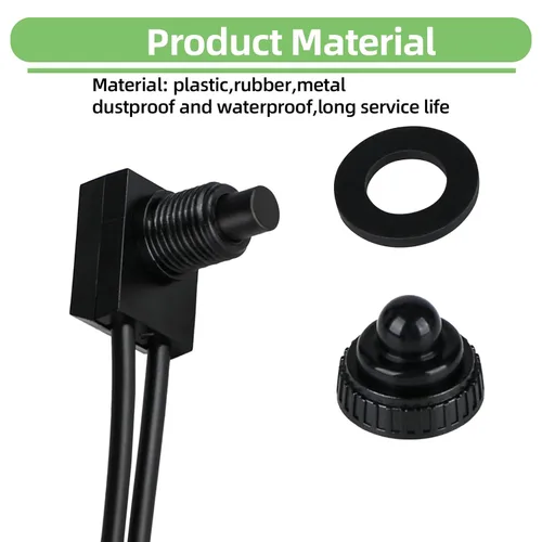 Vista 4 de Paquete de 2 interruptores de botón impermeables IP67, 12V CC 3A Negro