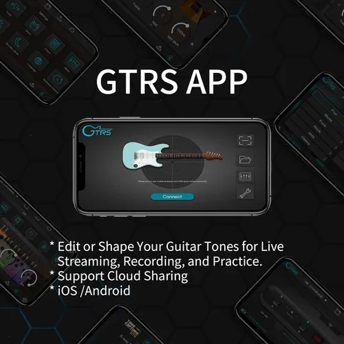 Vista 3 de GTRS P800 - Guitarra eléctrica inteligente de práctica con APP, 16 simulaciones de guitarra, efectos y 12 horas de vida de batería, looper de 80