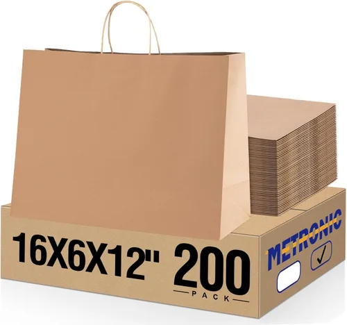 Vista 29 de METRONIC Bolsas de regalo de papel marrón de 5.25 x 3.75 x 8 pulgadas