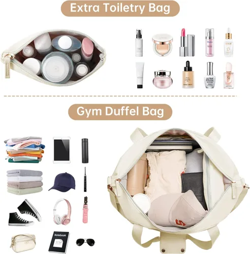 Vista 3 de Bolsa de lona de gimnasio para mujer, Blancuzco, Bolsa de viaje para gimnasio