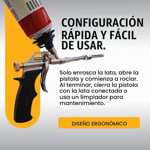 Vista 3 de Vega Bond Pistola de espuma Pro Spray – Aplicador profesional de espuma de poliuretano con punta giratoria de 360°, diseño reutilizable de alta