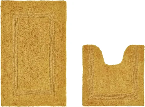 Vista 550 de Better Trends - Juego de 2 alfombras de baño 100% algodón, extra suaves, con borlas, de 17" x 24", alfombra de baño superabsorbente y reversible