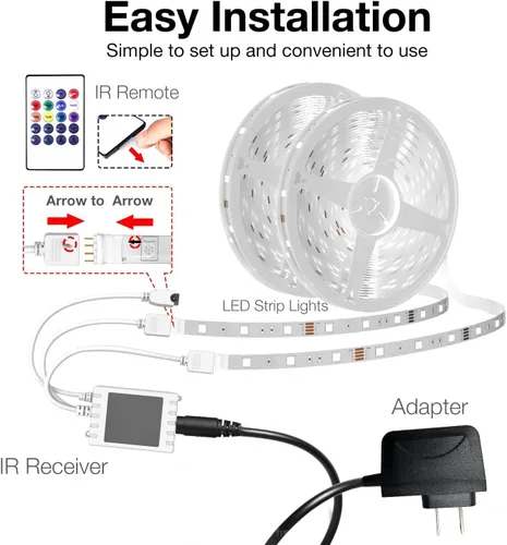 Vista 7 de DAYBETTER Luces LED inteligentes WiFi, tira de luces LED RGB de 25 pies compatibles con Alexa y Google Assistant, control remoto por voz