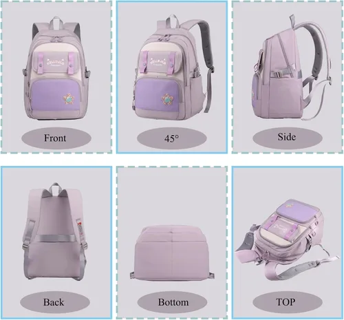 Vista 4 de YJMKOI Mochila Kawaii para niña con bonito colgante de muñeca de peluche, bonita mochila escolar primaria, mochila estética para niñas adolescentes
