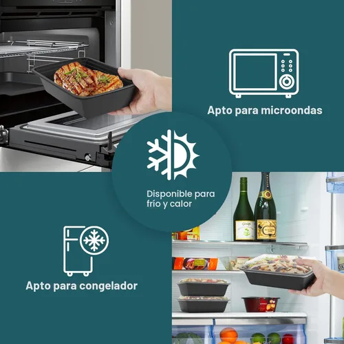 Vista 4 de WGCC Recipientes para preparación de comidas, paquete de 50 recipientes de almacenamiento de alimentos extragruesos con tapas, lonchera Bento