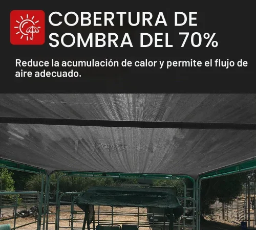Vista 3 de Lona de malla negra 70% con ojales., Negro