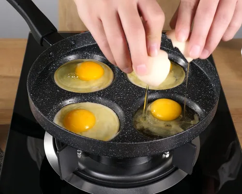 Vista 8 de MyLifeUNIT Sartén de aluminio para huevos de 4 tazas, sartén antiadherente para huevos
