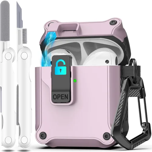 Vista 21 de R-fun Funda de carga compatible con AirPods de 2ª generación 2019, 1ª generación 2016, protección completa contra caídas, tapa desplegable