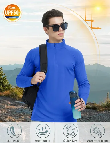 Vista 3 de KEFITEVD Camiseta de manga larga con protección solar UPF 50+ con Azur
