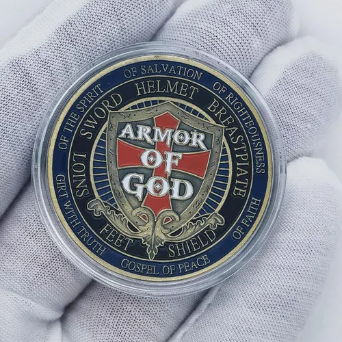 Vista 6 de Ponte la armadura completa de Dios Moneda de desafío Efesios 6:11-13 Regalo inspirador