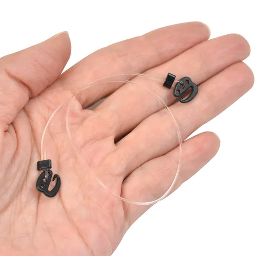 Vista 4 de 3 piezas de línea de pesca de alambre elástico invisible con 4 clips de peluca adhesivos para extensiones de cabello (negro)