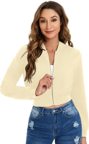 Vista 6 de SweatyRocks Chaqueta tipo bombardero de manga larga con cremallera para mujer