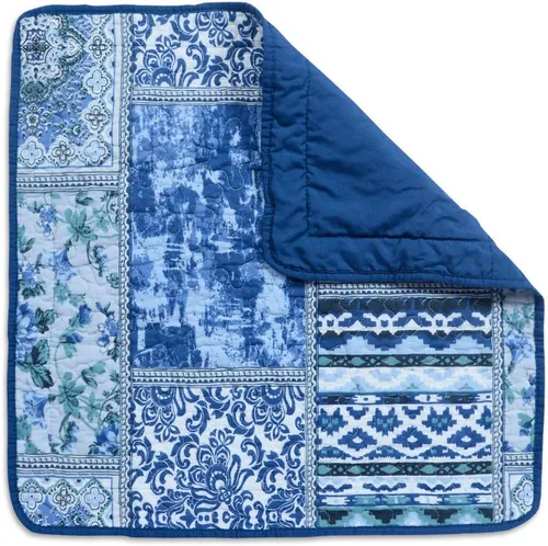 Vista 3 de NEWLAKE Fundas de almohada decorativas de algodón de estilo bohemio clásico azul (2 piezas, 18 x 18 pulgadas)