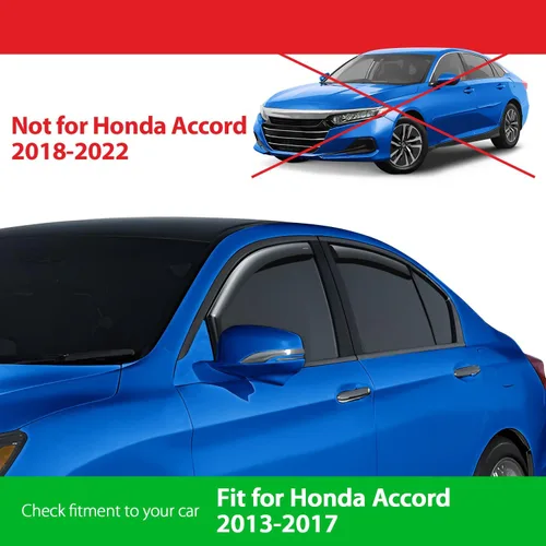 Vista 3 de Goodyear - Deflectores de ventana de canal inastillables para Honda Accord 2013-2017 Sedan, protectores para la lluvia, viseras para la ventana