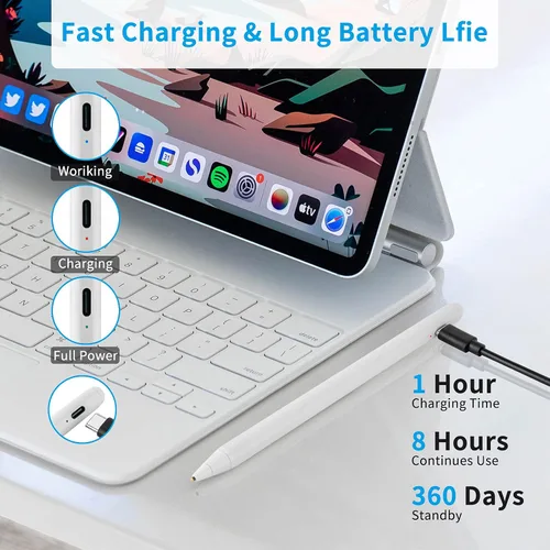 Vista 5 de Lápiz óptico para HP X360, lápiz digital de alta sensibilidad con punta ultrafina de 0.059 in para HP X360 15 pulgadas, color blanco