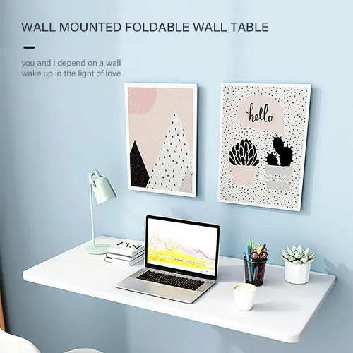 Vista 3 de Mesas plegables, banco de trabajo plegable para montar en la pared, mesa de madera montada en la pared, soporte resistente, mesa de pared estable